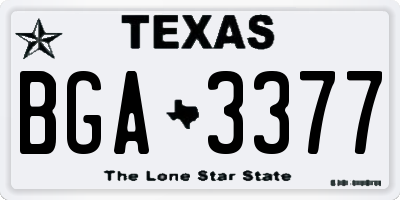 TX license plate BGA3377