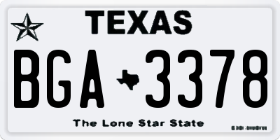 TX license plate BGA3378
