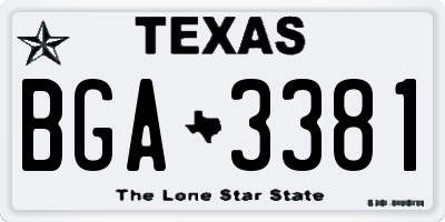 TX license plate BGA3381