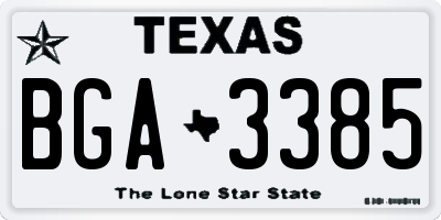 TX license plate BGA3385