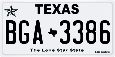 TX license plate BGA3386