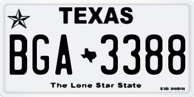 TX license plate BGA3388