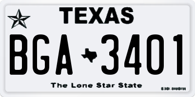 TX license plate BGA3401