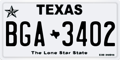 TX license plate BGA3402