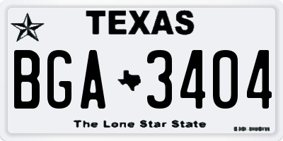 TX license plate BGA3404