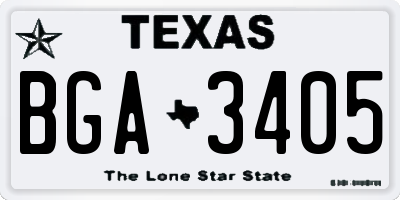 TX license plate BGA3405