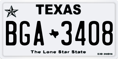TX license plate BGA3408