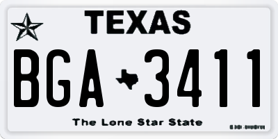 TX license plate BGA3411
