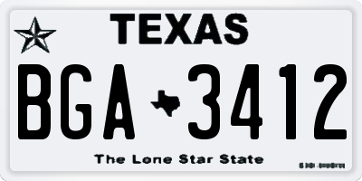 TX license plate BGA3412