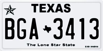 TX license plate BGA3413