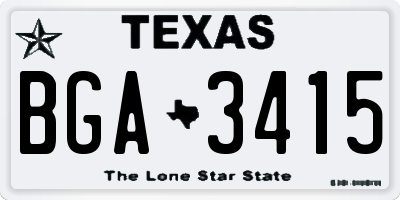 TX license plate BGA3415
