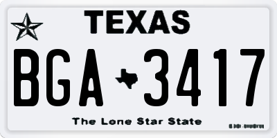 TX license plate BGA3417