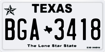 TX license plate BGA3418