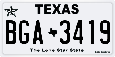 TX license plate BGA3419