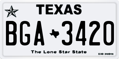 TX license plate BGA3420