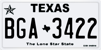 TX license plate BGA3422