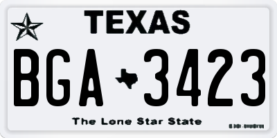TX license plate BGA3423