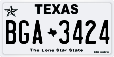 TX license plate BGA3424