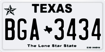 TX license plate BGA3434