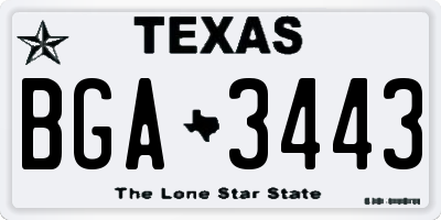 TX license plate BGA3443