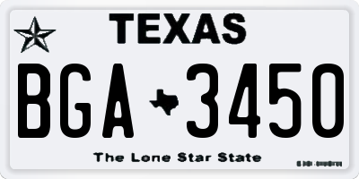TX license plate BGA3450