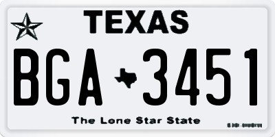 TX license plate BGA3451