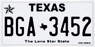 TX license plate BGA3452