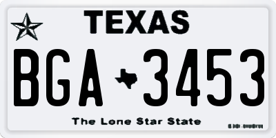 TX license plate BGA3453