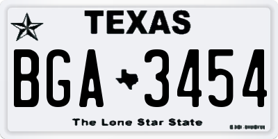 TX license plate BGA3454