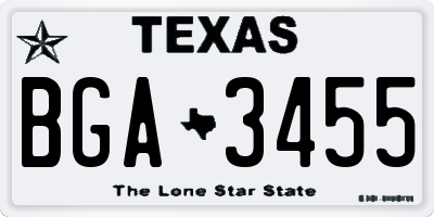 TX license plate BGA3455