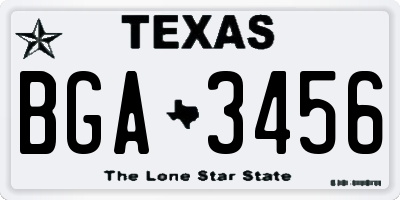 TX license plate BGA3456