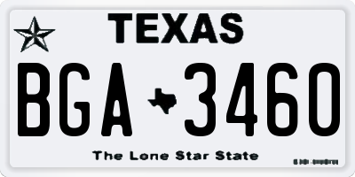 TX license plate BGA3460