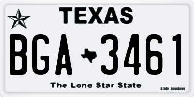 TX license plate BGA3461
