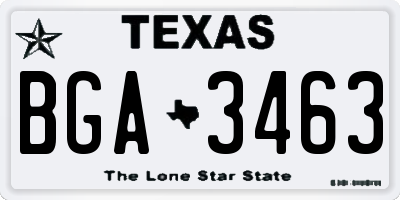TX license plate BGA3463