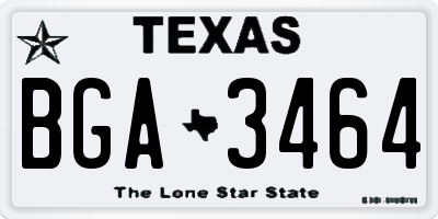 TX license plate BGA3464