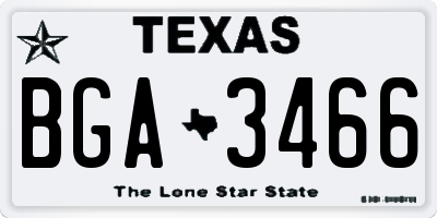 TX license plate BGA3466