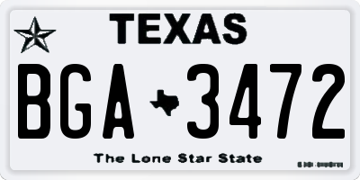 TX license plate BGA3472