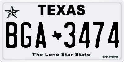 TX license plate BGA3474