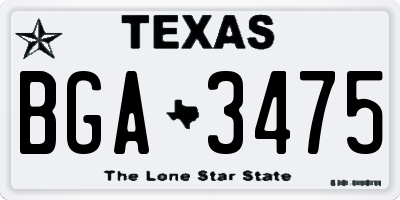 TX license plate BGA3475