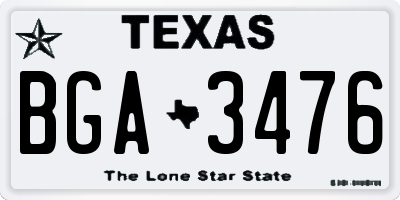 TX license plate BGA3476