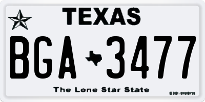 TX license plate BGA3477