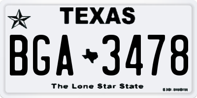 TX license plate BGA3478