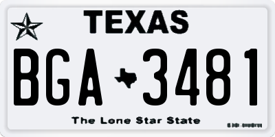 TX license plate BGA3481