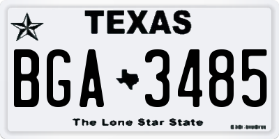 TX license plate BGA3485