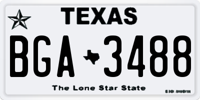 TX license plate BGA3488
