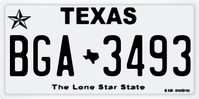 TX license plate BGA3493