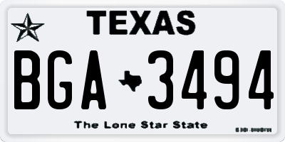 TX license plate BGA3494
