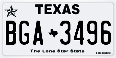 TX license plate BGA3496