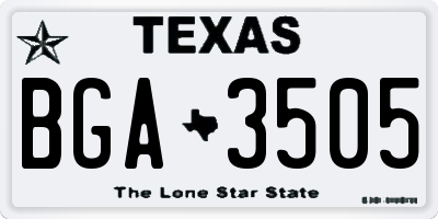 TX license plate BGA3505