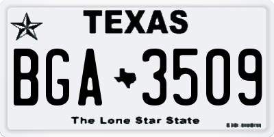 TX license plate BGA3509
